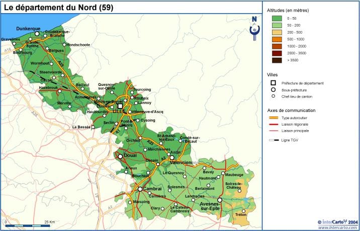 Lille topografik haritası