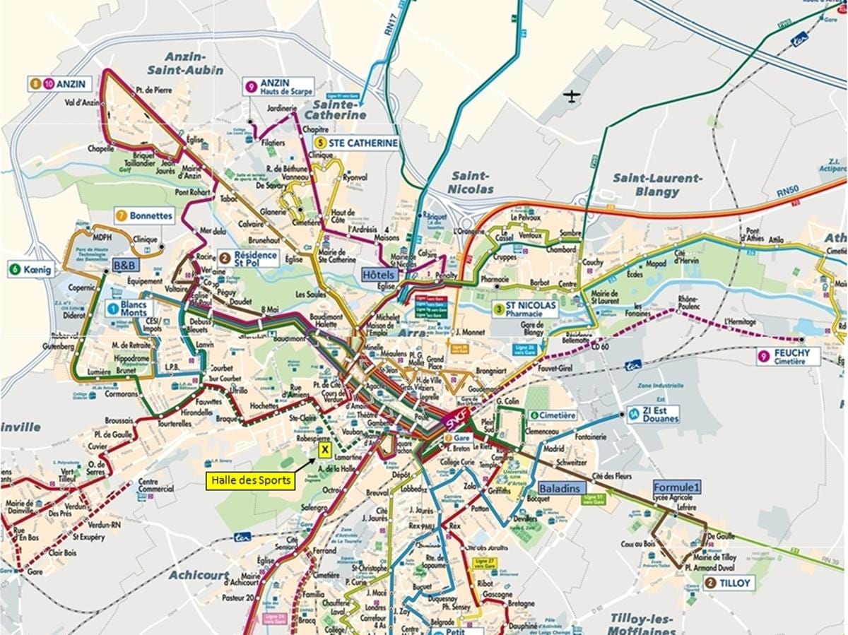 Lille toplu taşıma haritası